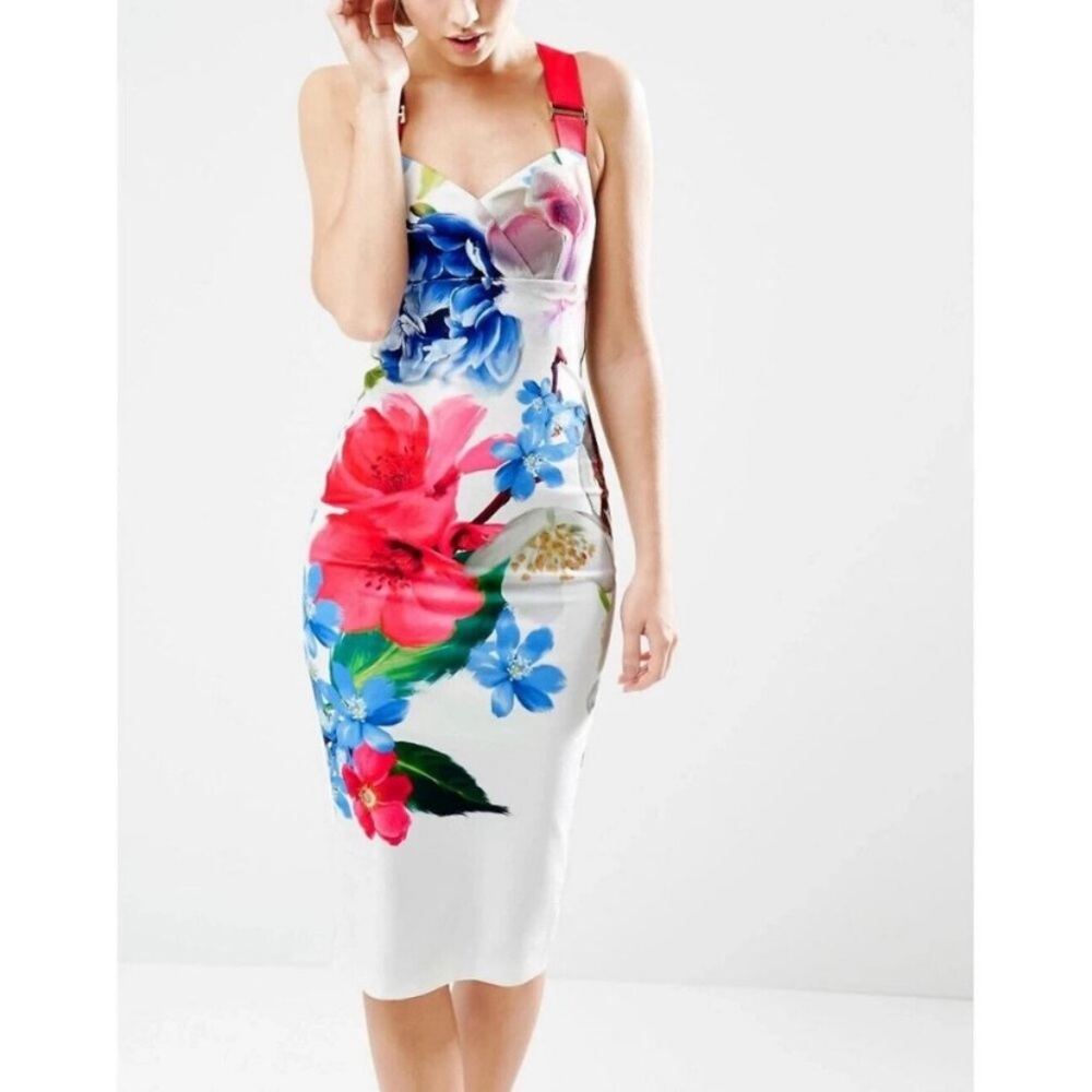 NWT Ted Baker Alexie Forget Me Not Floral Midi Dress - Size US 2 - Picture 2 of 6